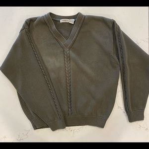 Claiborne men’s v-neck cotton sweater olive color men’s L